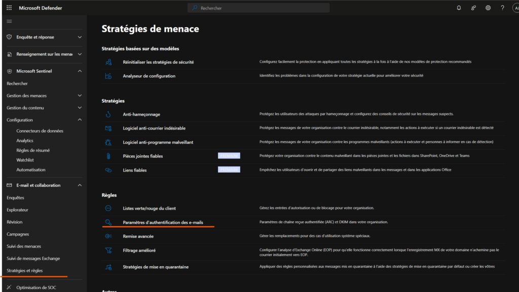 microsoft security settings strategies - parametre authentification emails